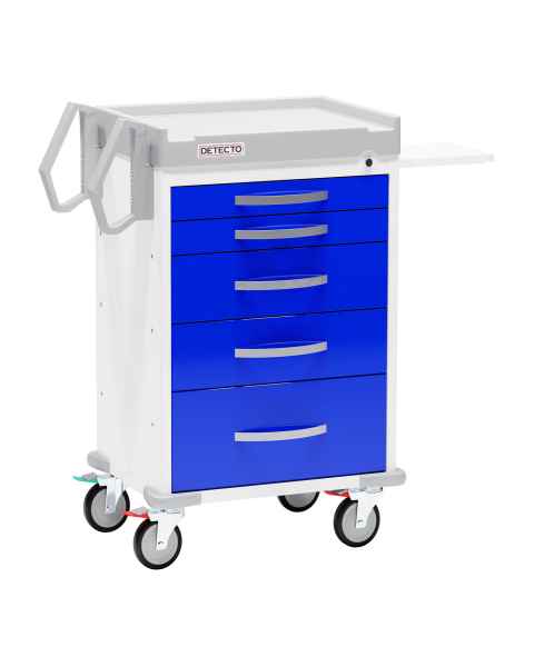 DETECTO RC33669BLU Rescue Series Anesthesiology Medical Cart - 5 Blue Drawers