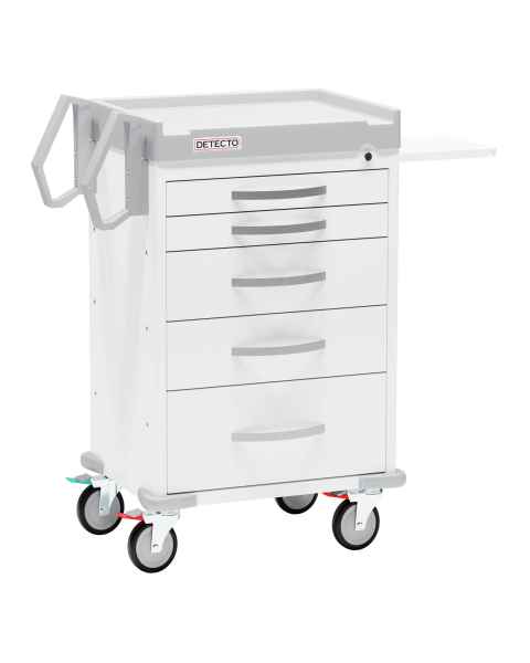 DETECTO Rescue Series General Purpose Medical Cart - 5 White Drawers 