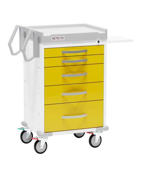 DETECTO RC33669YEL Rescue Series Isolation Medical Cart - 5 Yellow Drawers