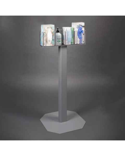 Poltex RESP4POS-3STL Respiratory Hygiene and PPE Station with Steel Stand, 4 Position - Front View (Consumables Not Included)