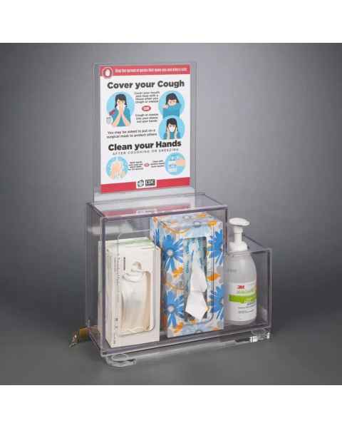 Poltex RESPG-CT-DCL Locking Respiratory Hygiene Station G - Countertop, With Decal Sign (Consumables Not Included)