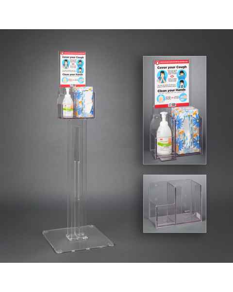 Poltex RESPH-S-DCL Respiratory Hygiene Station H - Acrylic Stand, With Decal Sign (Consumables Not Included)