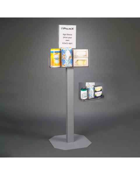 Poltex RESPU-3STL-DCL Respiratory Hygiene Station U, Steel Stand, With Decal Sign - Front View (Consumables Not Included)