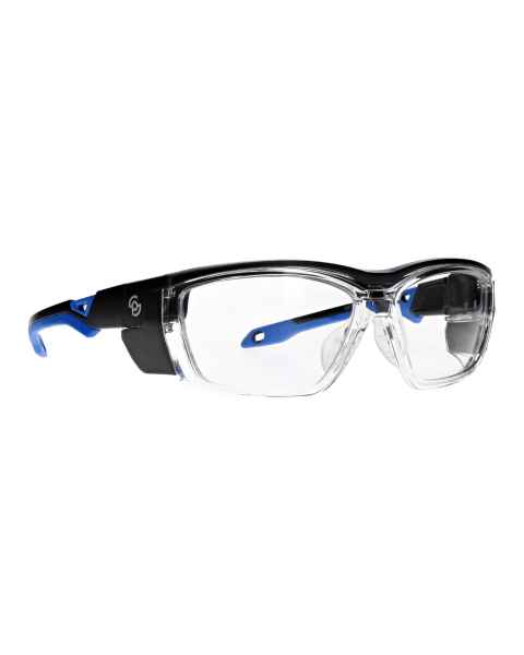 Phillips Safety Plastic Frame Radiation Glasses Model 220 - Black/Blue (Right Angle View)