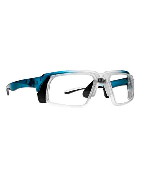 Phillips Safety Plastic Frame Radiation Glasses Model 240 - Blue/Clear (Right Angle View)