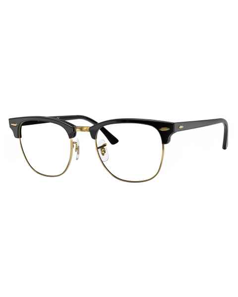 Phillips Safety Ray Ban Clubmaster Classic Radiation Glasses - Polished Black On Gold RB3016-W0365-51