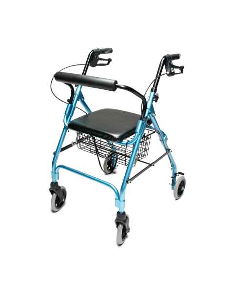 Lumex&reg; RJ4300AQ Walkabout 4-Wheel Rollator, Lite, Aqua - Front View