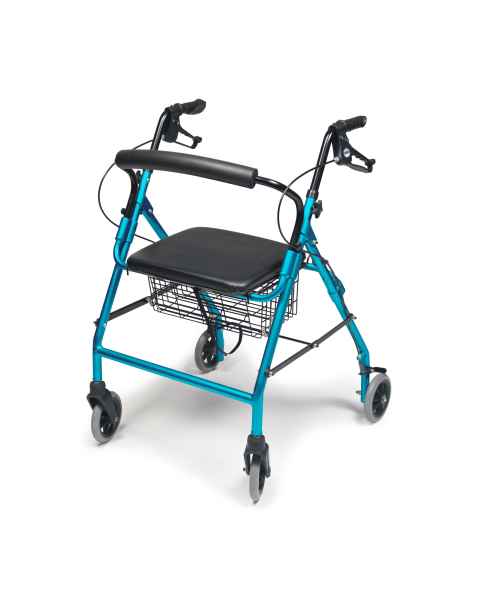 Lumex&reg; RJ4318AQ Walkabout 4-Wheel Rollator, Wide, Aqua - Front View