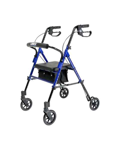 Lumex&reg; RJ4700B Set n&rsquo; Go&reg; Height Adjustable Rollator, Blue - Front View