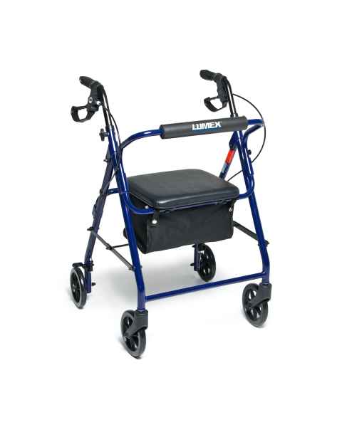 Lumex&reg; RJ4900B Walkabout 4-Wheel Rollator, Basic, Blue - Front View
