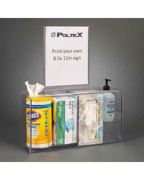 Poltex SANSTAT17SLV Locking Sanitizing Station with Sign Sleeve - 4 Position (Consumables Not Included)
