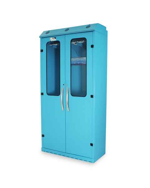 Harloff SC8044DRDP-DSS3316 Light Blue Powder Coated Steel SureDry High Volume 16 Scope Drying Cabinet with Dri-Scope Aid - Key Locking Tempered Glass Doors