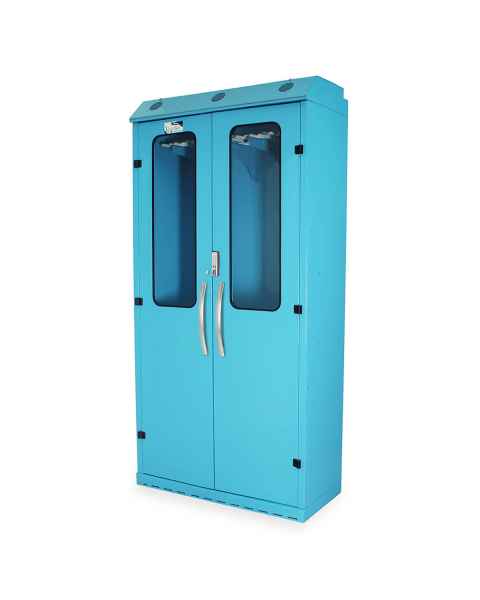 Harloff SC8044DREDP Light Blue Powder Coated Steel SureDry High Volume 16 Scope Drying Cabinet - Basic Electronic Push Button Locking Tempered Glass Doors