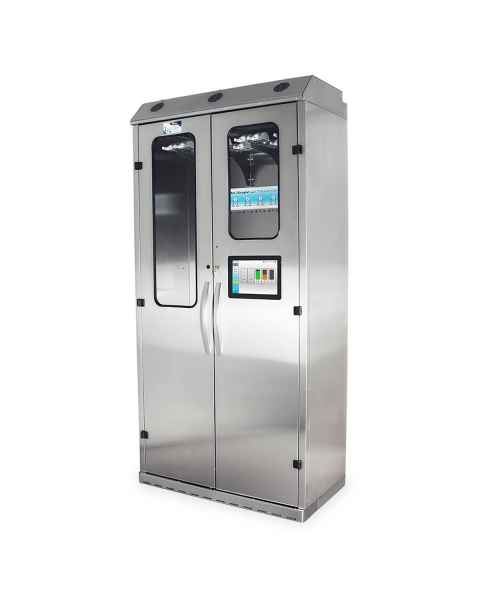 Harloff SCSS8044TD-T3316D Stainless Steel SureDry 16 Scope Tracking Cabinet with Dri-Scope Aid - Key Locking Tempered Glass Doors