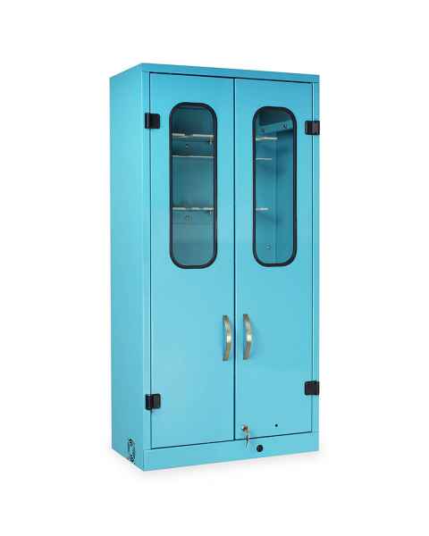 Harloff SCW2448DR Powder Coated Steel SureDry Wall Mount Bronchoscope Storage Cabinet - Key Locking Tempered Glass Doors