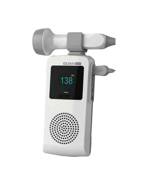 Edan SD3 Ultrasonic Pocket Fetal Doppler, Heart-Rate Display with Probe - Front View
