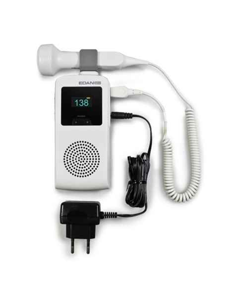 Edan SD3PLUS Ultrasonic Pocket Fetal Doppler, Heart-Rate Display, Rechargeable with Probe - Front View