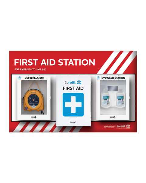 AERO Healthcare SFFASP SureFill&reg; First Aid Station with Eyewash, First Aid Kit, and AED