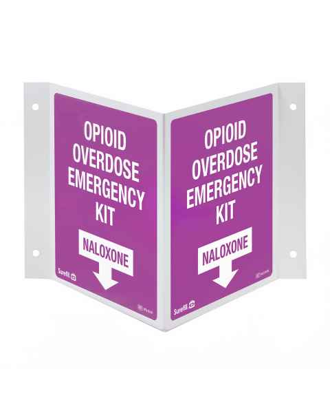 AERO Healthcare SFODWS01 3-Way Wall Sign for SureFill&reg; Opioid Overdose Kit