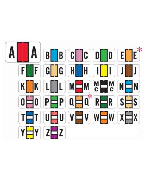 Safeguard 511 Match SG3R Series Alpha Sheet Labels - 15/16"H x 1 5/8"W