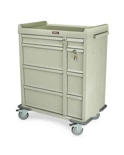 Harloff SL480PC Standard Line 480 Punch Card Medication Cart with Key Locks, Single Wide Narcotics Drawer