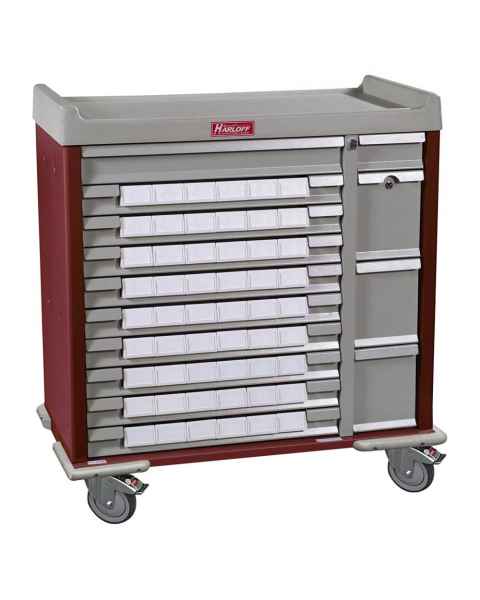 Harloff Standard Line 54 - 3.5" Med-Bin Medication Cart with Key Locks