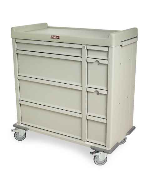 Harloff SL600PC Standard Line 600 Punch Card Medication Cart with Key Locks & 1 Single Width Narcotics Drawer