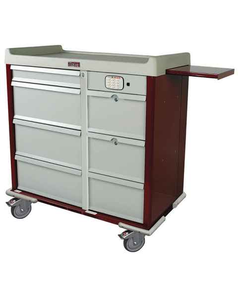 Harloff Standard Line 600 Punch Card Medication Cart with CompX Electronic Lock, 2 Double Wide Narcotics Drawers