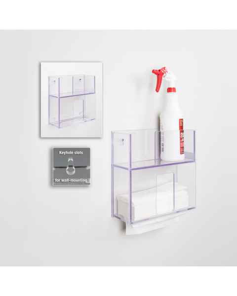 Poltex SPRYPAPRWIP-W Spray Bottle/Wipe Canister/Paper Towel Combo Unit, Wall Mount (Supplies are Not Included)