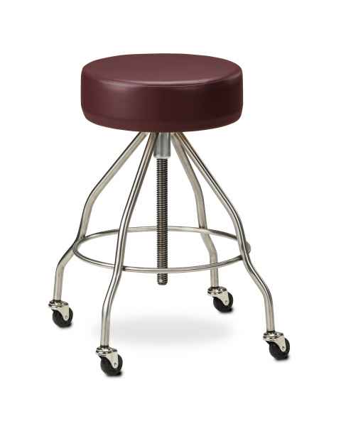 Clinton Model SS-2172 Stainless Steel Stool With Casters, 4" Thick Padded Seat & Extra Wide Base