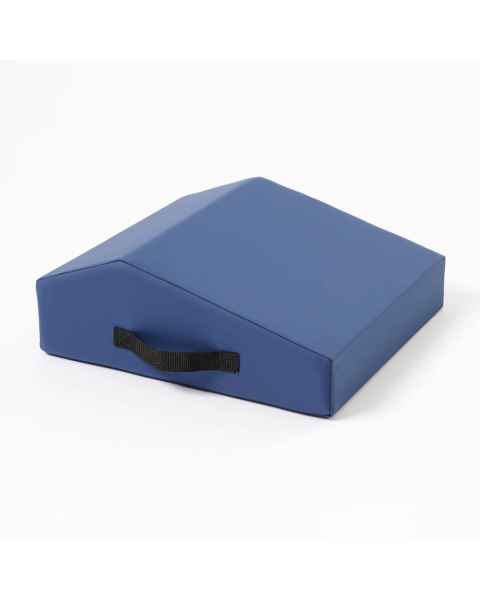 Columbus Healthcare SSW-16156K-DM Angled Knee Wedge with Hand Grab Strap and 4 Way Stretch Medium Blue Cover - Small, 15" W x 16" L x 6" H