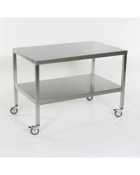 MidCentral Medical Stainless Steel Work Table with Lower Shelf, 4" Casters