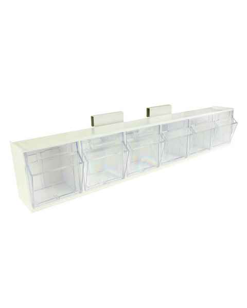 Harloff TILTBIN6RC Medical Tilt Bin with Rail Clips - Six Compartments