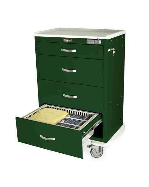 Harloff TPS3028EC4 T-Series Standard Width Tall Medical Storage Cart with Four Drawers, Basic Electronic Pushbutton Lock (Tray is sold separately, and supplies are not included.)