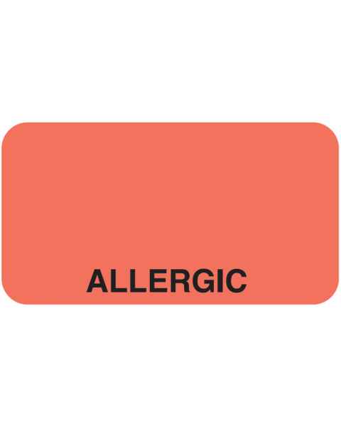 ALLERGIC Label - Size 1 5/8"W x 7/8"H