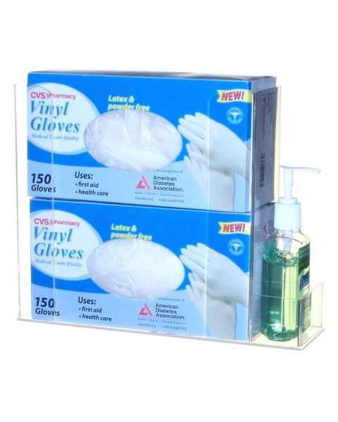 Acrylic Two Glove Box Holder with Hand Sanitizer Pocket UM4532