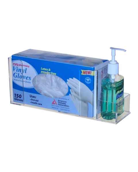 Acrylic Single Glove Box Holder with Hand Sanitizer Pocket UM4534