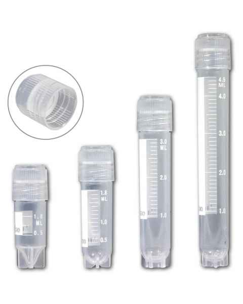 MTC Bio Self Standing Externally Threaded Cryogenic Vials with Silicone O-Ring Caps