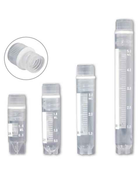 MTC Bio Self Standing Internally Threaded Cryogenic Vials with Silicone O-Ring Caps