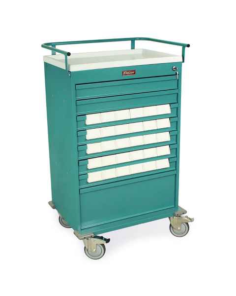 Harloff VLT30BIN3 Value Line 30 - 3.5" Med-Bin Medication Cart with Key Lock