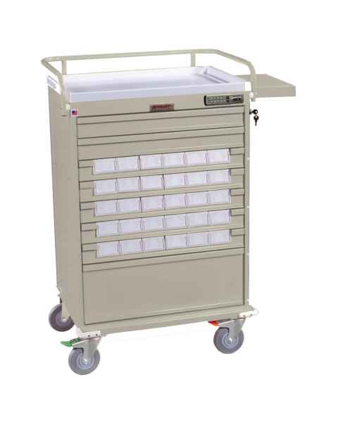 Harloff VLT30EBIN3 Value Line 30 - 3.5" Med-Bin Medication Cart with Basic Electronic Pushbutton Lock