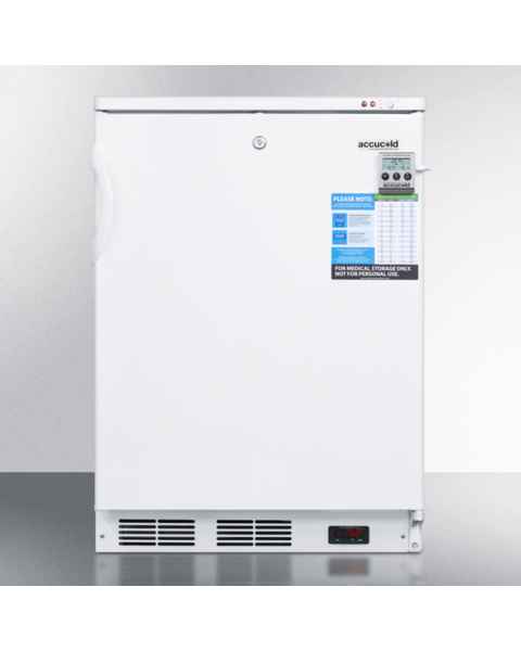 Accucold VT65MLBIVAC VAC Series Height-Adjustable Built-In All-Freezer with 3 Wire Baskets, Right Handle Solid Door, 3.2 Cubic Feet - Front View