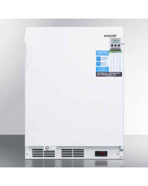 Accucold VT65MLBIVACADA VAC Series ADA Height Built-In All-Freezer with 3 Wire Baskets, Right Handle Solid Door, 3.2 Cubic Feet - Front View