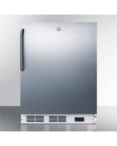 Accucold VT65MLCSSADA ADA Height All-Freezer with 3 Basket Drawers, Right Handle Stainless Steel Door, 3.5 Cubic Feet - Front View