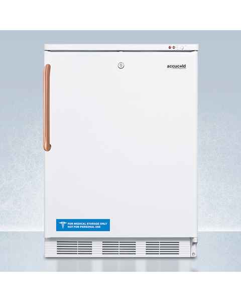 Accucold VT65MLTBC All-Freezer with Antimicrobial Pure Copper Handle, 3 Wire Drawers, Right Handle Solid Door, 3.5 Cubic Feet - Front View