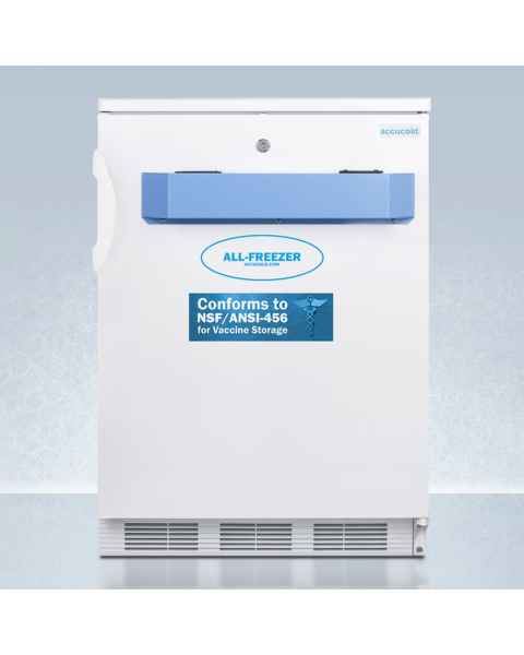 Accucold VT65MLVAC456 All-Freezer with NSF/ANSI 456 Certification, 3 Plastic Drawers, Right Handle Solid Door, 1.85 Cubic Feet - Front View