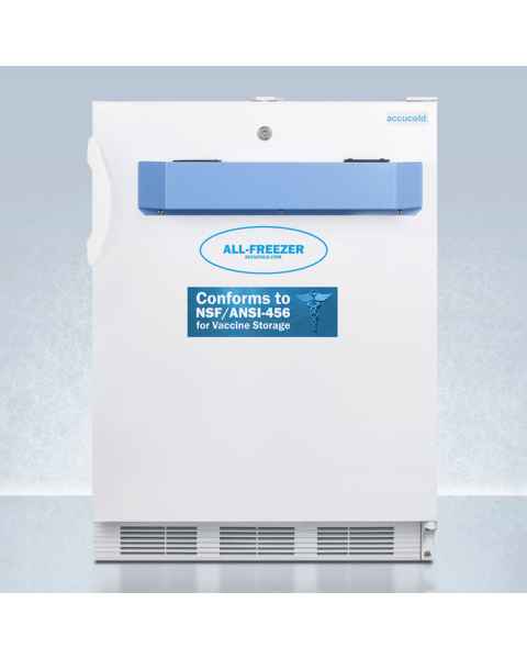 Accucold VT65MLVAC456ADA ADA Height All-Freezer with NSF/ANSI 456 Certification, 3 Plastic Drawers, Right Handle Solid Door, 1.85 Cubic Feet - Front View
