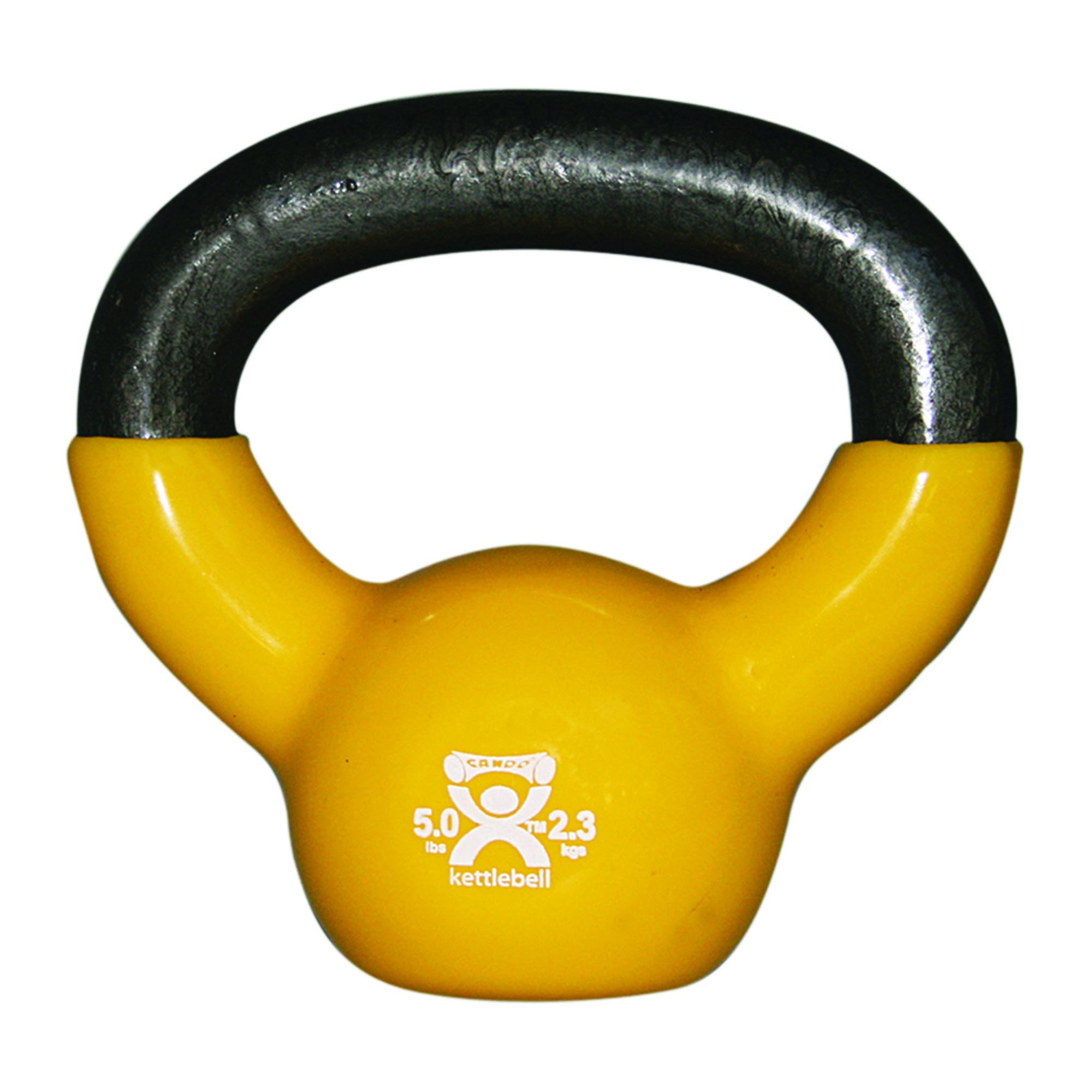 CanDo® Vinyl-Coated Cast-Iron Kettlebell - 5 lbs, Yellow (Per Each)