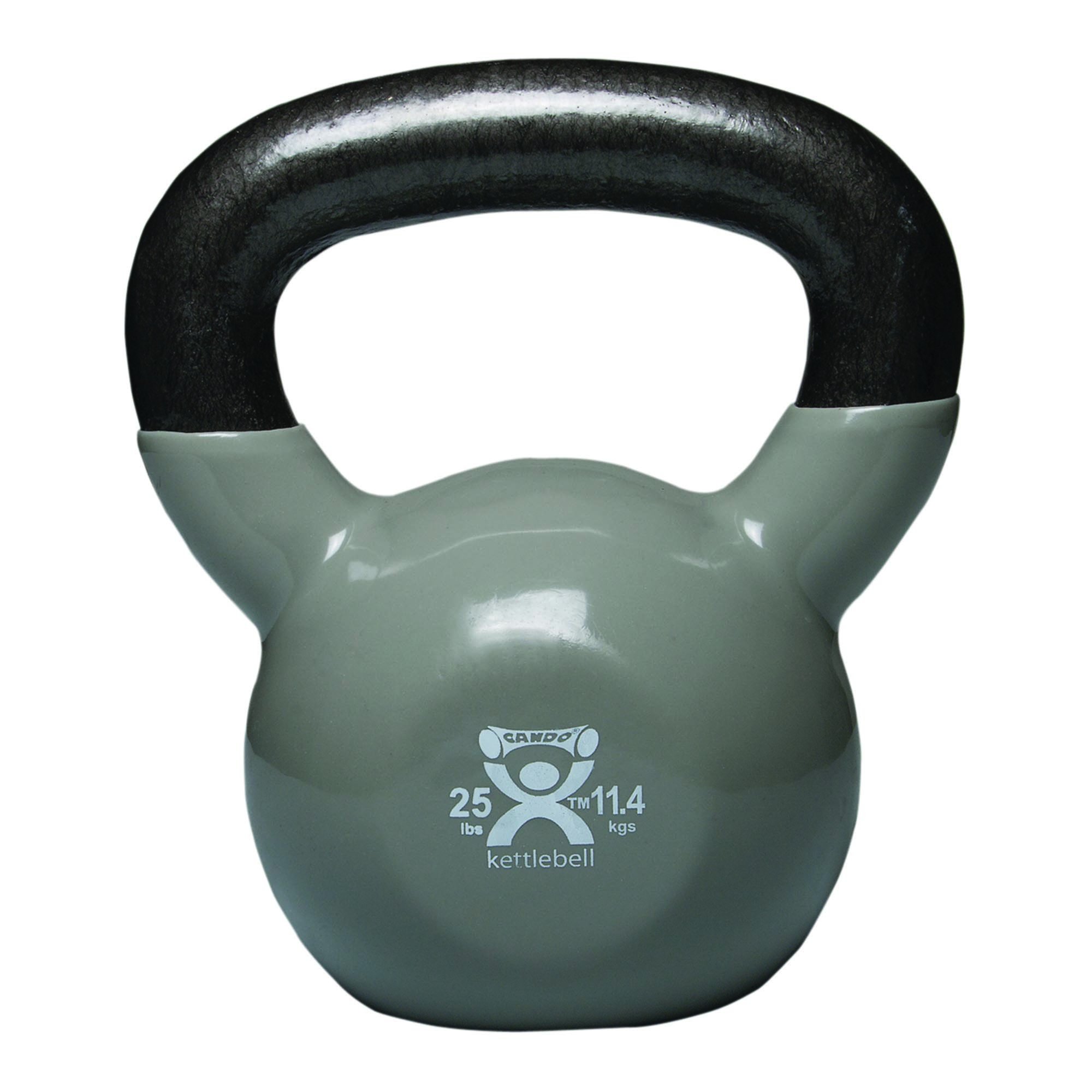CanDo® Vinyl-Coated Cast-Iron Kettlebell - 25 lbs, Silver (Per Each)