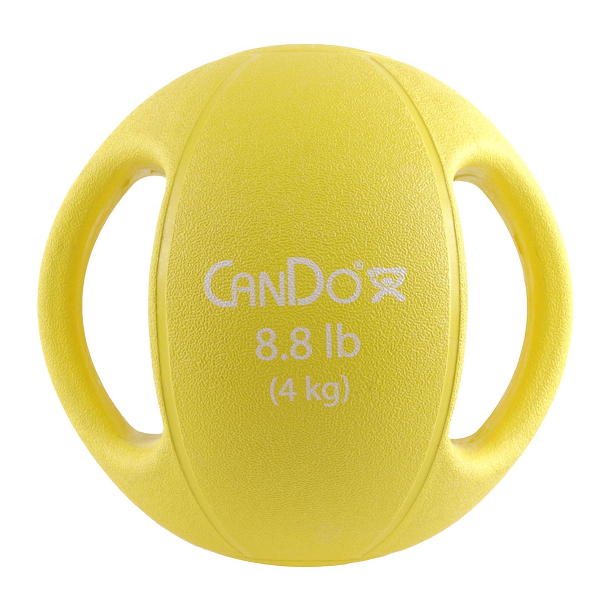CanDo® Molded Dual Handle Medicine Ball - 8.80 lbs, Yellow (Per Each)